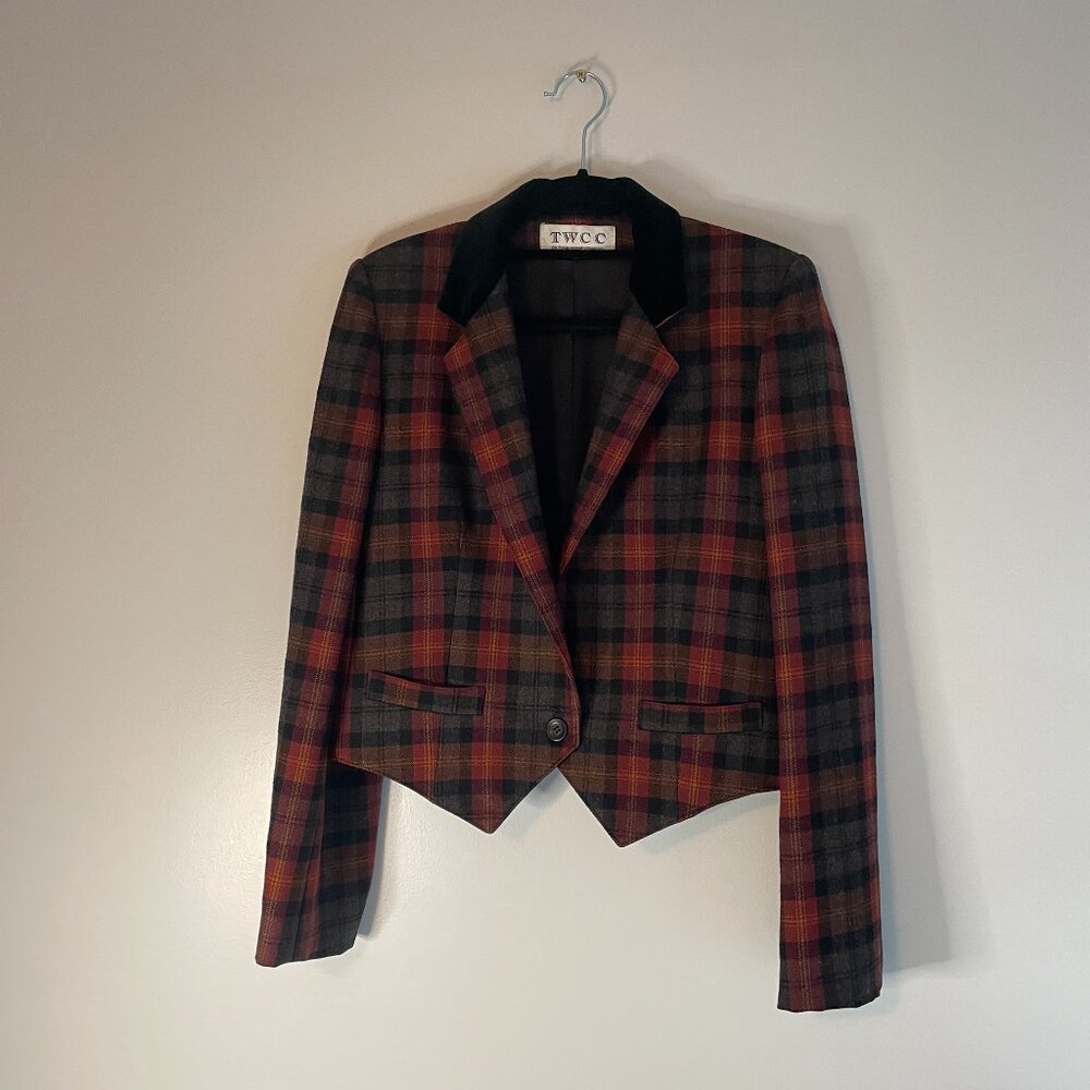 Vintage TWCC 100% Pure Wool Plaid Blazer Women's Size 12